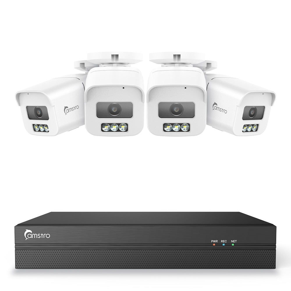 Camstro 4K 8-Kanal PoE CCTV-Überwachungssystem, 4K NVR mit 4× 8MP IP-Kameras, Farbnachtsicht, Anpassbare Bewegungszonen, Umfassende Intelligente Erkennung, Zwei-Wege-Audio-Gegensprechanlage, IP67 Wetterfest