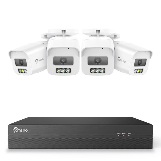 Camstro 4K 8-Kanal PoE CCTV-Überwachungssystem, 4K NVR mit 4× 8MP IP-Kameras, Farbnachtsicht, Anpassbare Bewegungszonen, Umfassende Intelligente Erkennung, Zwei-Wege-Audio-Gegensprechanlage, IP67 Wetterfest