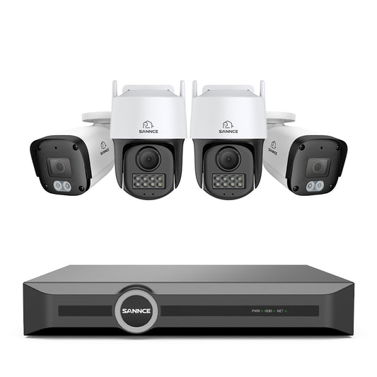 5MP 8 Channel PoE Security System, 6MP NVR + PT IP Cameras, S+265., AI Human & Vehicle Detection, Smart Playback, Smart Notification with Image Attached