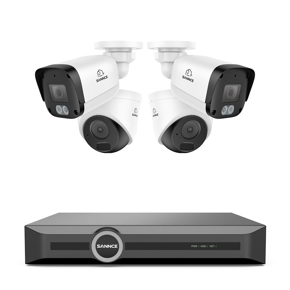 3MP 8-Kanal PoE-Überwachungskamera-System mit 6MP NVR, F1.0 Vollfarb-Nachtsicht, 4× 2K Kameras, KI-Personen- & Fahrzeugerkennung, S+265-Komprimierung