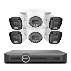 4K PoE-Sicherheitskamerasystem mit Audio, S+265-Komprimierung, KI-Erkennung, Dual-Light-Farbnachtsicht und IP67-Wasserschutz (8-Kanal-NVR + 6 Kameras)
