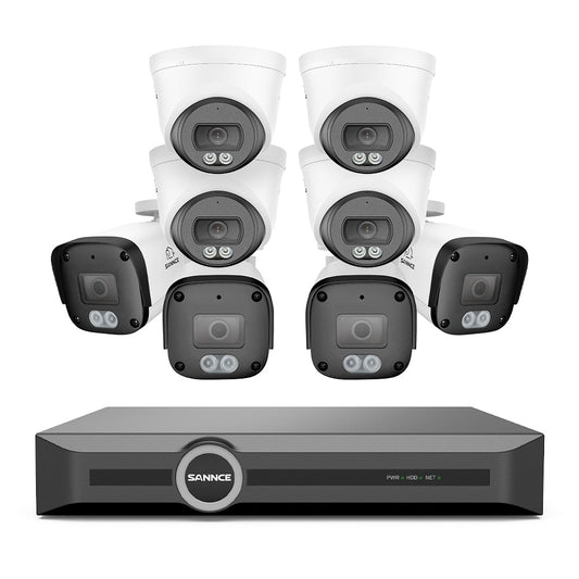 4K PoE-Sicherheitskamerasystem mit Audio, S+265-Komprimierung, KI-Erkennung, Dual-Light-Farbnachtsicht und IP67-Wasserschutz (8-Kanal-NVR + 8 Kameras)