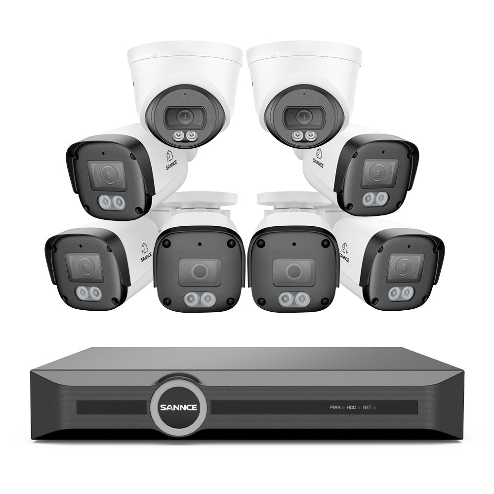 4K PoE-Überwachungskamerasystem mit Audio, S+265, KI-Erkennung, Dual-Light-Farbnachtsicht, IP67 wasserdicht (8 Kanäle + 8 Kameras)