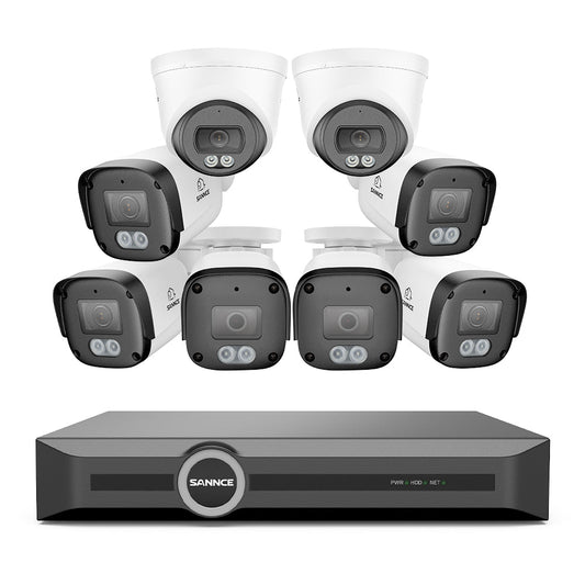 4K PoE-Überwachungskamerasystem mit Audio, S+265, KI-Erkennung, Dual-Light-Farbnachtsicht, IP67 wasserdicht (8 Kanäle + 8 Kameras)