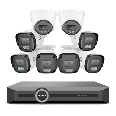 4K PoE-Überwachungskamerasystem mit Audio, S+265, KI-Erkennung, Dual-Light-Farbnachtsicht, IP67 wasserdicht (8 Kanäle + 8 Kameras)