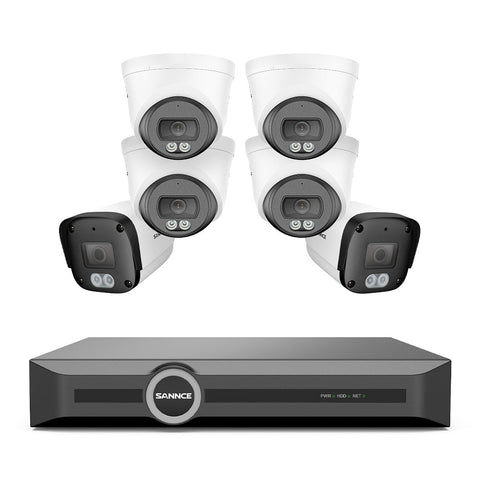 4K PoE-Sicherheitskamerasystem mit Audio, S+265-Komprimierung, KI-Erkennung, Dual-Light-Farbnachtsicht und IP67-Wasserschutz (8-Kanal-NVR + 6 Kameras)