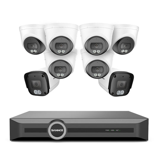 4K PoE-Überwachungskamerasystem mit Audio, S+265, KI-Erkennung, Dual-Light-Farbnachtsicht und IP67-Wasserschutz (8 Kanäle + 8 Kameras)