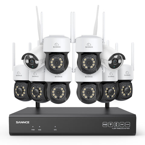 5MP 16-Kanal WLAN CCTV-Kamerasystem mit 8MP NVR, 5MP Schwenk- & Neige-IP-Kameras, Audioaufnahme, KI-Menscherkennung, Kompatibel mit Alexa (8× PT-Kameras, 2× Bullet-Kameras, 8MP 16CH NVR)