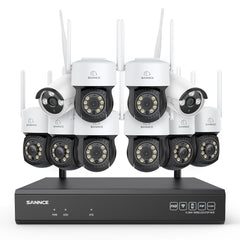 3MP 16-Kanal Kabelloses CCTV-Überwachungssystem mit PT- & Bullet-Kameras, 8MP NVR, 3MP WLAN-IP-Kamera, Gegensprechfunktion, IP66 Wasserdicht, Smarte KI-Personenerkennung, Kompatibel mit Alexa