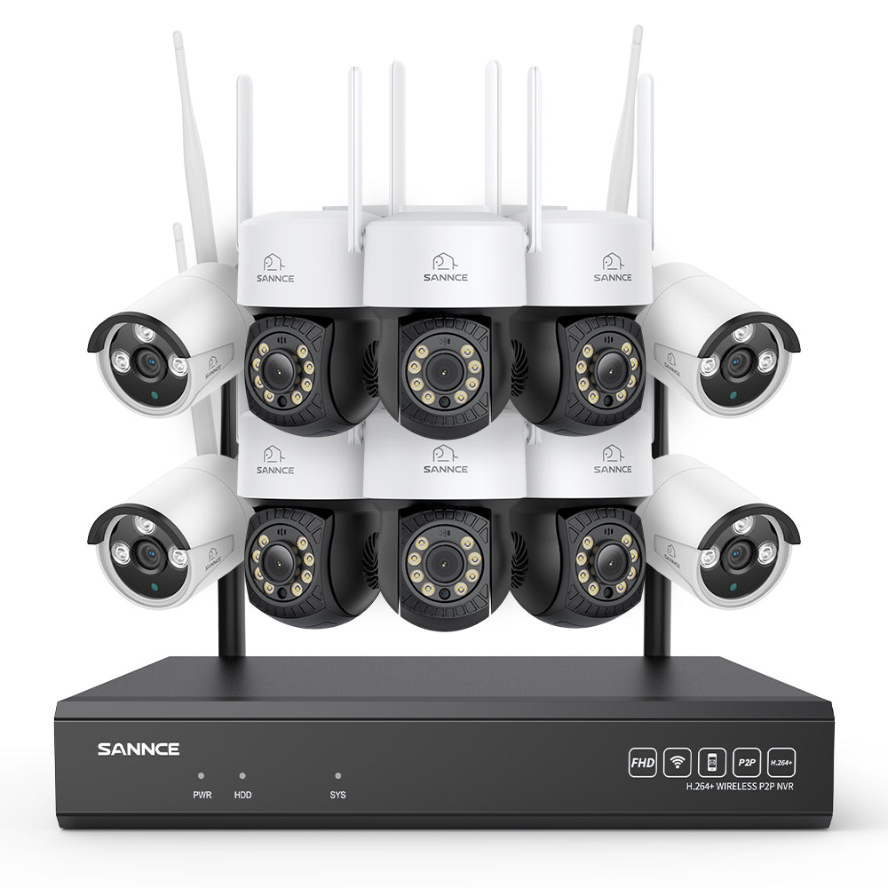 5MP 16-Kanal WLAN CCTV-Kamerasystem mit 8MP NVR, 5MP Schwenk- & Neige-IP-Kameras, Audioaufnahme, KI-Menscherkennung, Kompatibel mit Alexa (6× PT-Kameras, 4× Bullet-Kameras, 8MP 16CH NVR)