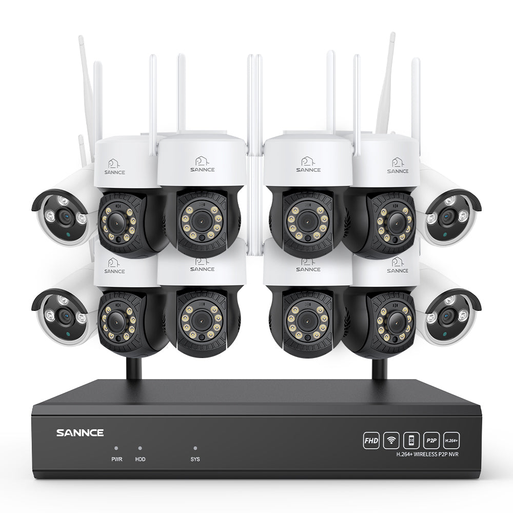 5MP 16-Kanal WLAN CCTV-Kamerasystem mit 8MP NVR, 5MP Schwenk- & Neige-IP-Kameras, Audioaufnahme, KI-Menscherkennung, Kompatibel mit Alexa (8× PT-Kameras, 4× Bullet-Kameras, 8MP 16CH NVR)