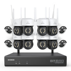 3MP 16-Kanal Kabelloses CCTV-Überwachungssystem mit PT- & Bullet-Kameras, 8MP NVR, 3MP WLAN-IP-Kamera, Gegensprechfunktion, IP66 Wasserdicht, Smarte KI-Personenerkennung, Kompatibel mit Alexa