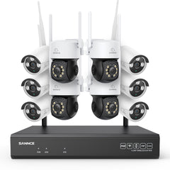 5MP 16-Kanal WLAN CCTV-Kamerasystem mit 8MP NVR, 5MP Schwenk- & Neige-IP-Kameras, Audioaufnahme, KI-Menscherkennung, Kompatibel mit Alexa (4× PT-Kameras, 6× Bullet-Kameras, 8MP 16CH NVR)