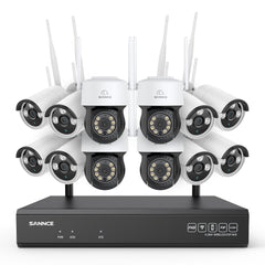 5MP 16-Kanal WLAN CCTV-Kamerasystem mit 8MP NVR, 5MP Schwenk- & Neige-IP-Kameras, Audioaufnahme, KI-Menscherkennung, Kompatibel mit Alexa (4× PT-Kameras, 8× Bullet-Kameras, 8MP 16CH NVR)