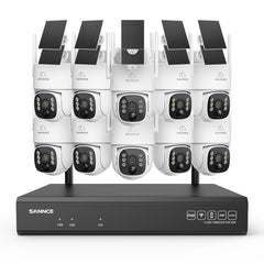 4MP WLAN-Überwachungssystem mit 10 PTZ-Solarkameras & 16-Kanal 8MP NVR, Wi-Fi 6, KI + PIR, 8000-mAh-Akku, Farbnachtsicht, Zwei-Wege-Audio