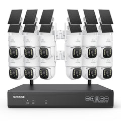 4MP WLAN-Überwachungssystem mit 12 PTZ-Solarkameras & 16-Kanal 8MP NVR, Wi-Fi 6, KI + PIR, 8000-mAh-Akku, Farbnachtsicht, Zwei-Wege-Audio