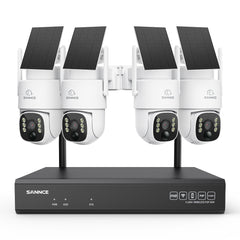 4MP WLAN-Überwachungssystem mit 4 PTZ-Solarkameras & 16-Kanal 8MP NVR, Wi-Fi 6, KI + PIR, 8000-mAh-Akku, Farbnachtsicht, Zwei-Wege-Audio