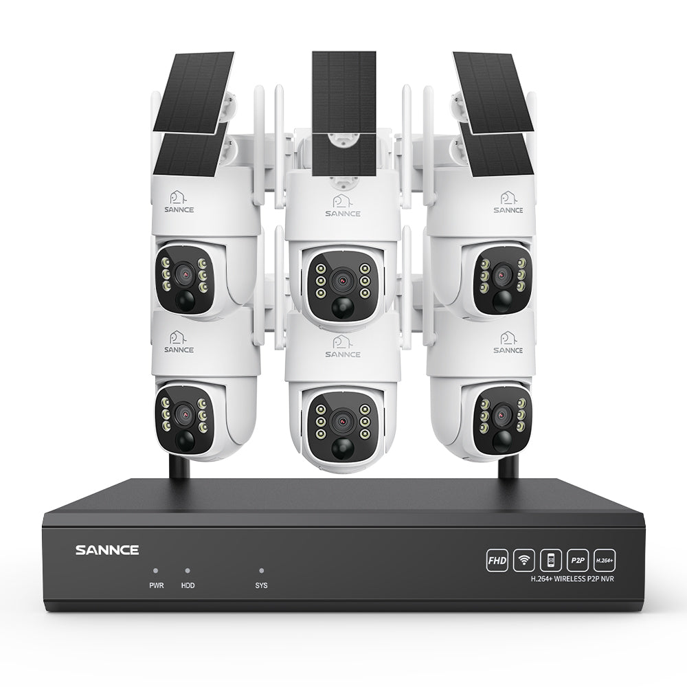4MP WLAN-Überwachungssystem mit 6 PTZ-Solarkameras & 16-Kanal 8MP NVR, Wi-Fi 6, KI + PIR, 8000-mAh-Akku, Farbnachtsicht, Zwei-Wege-Audio