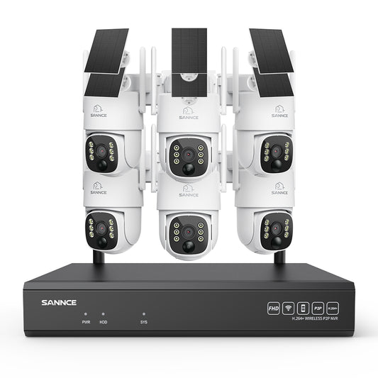 4MP WLAN-Überwachungssystem mit 6 PTZ-Solarkameras & 16-Kanal 8MP NVR, Wi-Fi 6, KI + PIR, 8000-mAh-Akku, Farbnachtsicht, Zwei-Wege-Audio