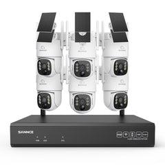 4MP WLAN-Überwachungssystem mit 6 PTZ-Solarkameras & 16-Kanal 8MP NVR, Wi-Fi 6, KI + PIR, 8000-mAh-Akku, Farbnachtsicht, Zwei-Wege-Audio