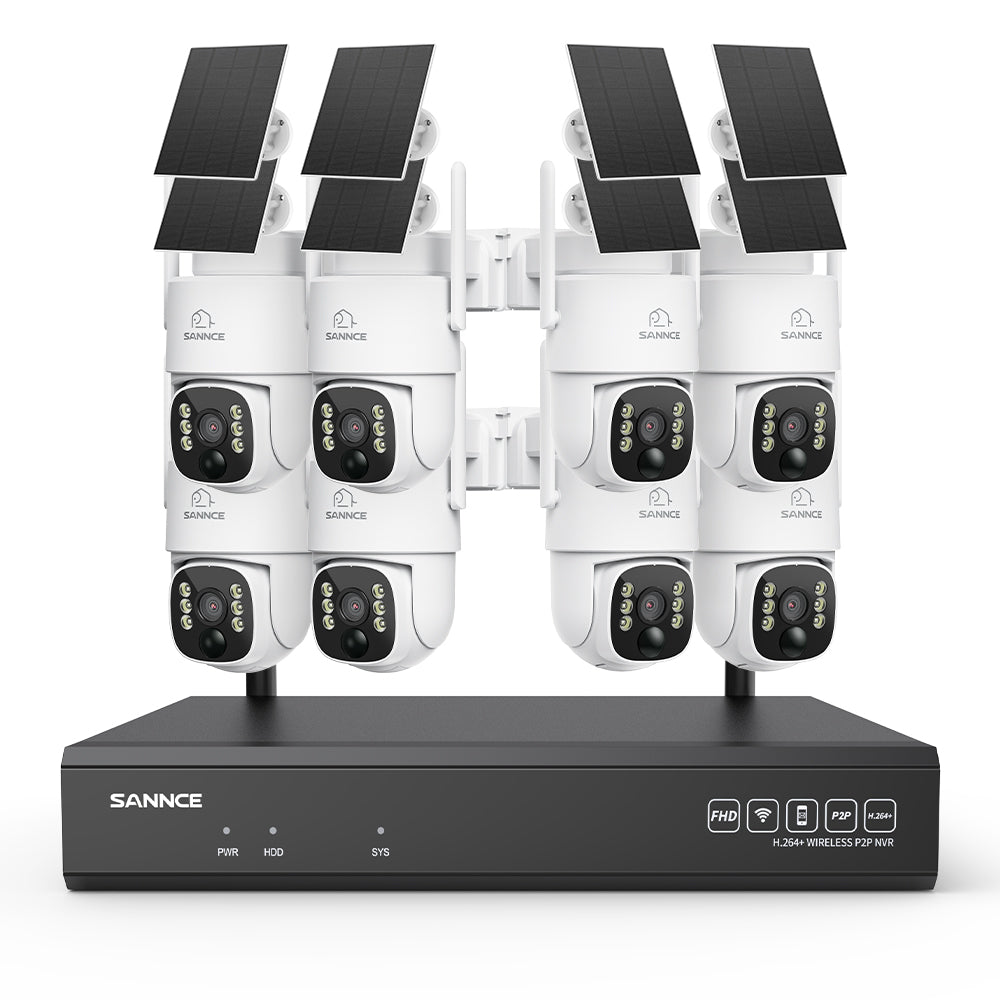 4MP WLAN-Überwachungssystem mit 8 PTZ-Solarkameras & 16-Kanal 8MP NVR, Wi-Fi 6, KI + PIR, 8000-mAh-Akku, Farbnachtsicht, Zwei-Wege-Audio