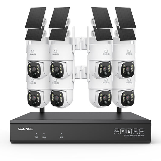 4MP WLAN-Überwachungssystem mit 8 PTZ-Solarkameras & 16-Kanal 8MP NVR, Wi-Fi 6, KI + PIR, 8000-mAh-Akku, Farbnachtsicht, Zwei-Wege-Audio