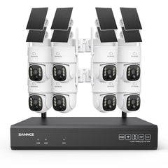 4MP WLAN-Überwachungssystem mit 8 PTZ-Solarkameras & 16-Kanal 8MP NVR, Wi-Fi 6, KI + PIR, 8000-mAh-Akku, Farbnachtsicht, Zwei-Wege-Audio