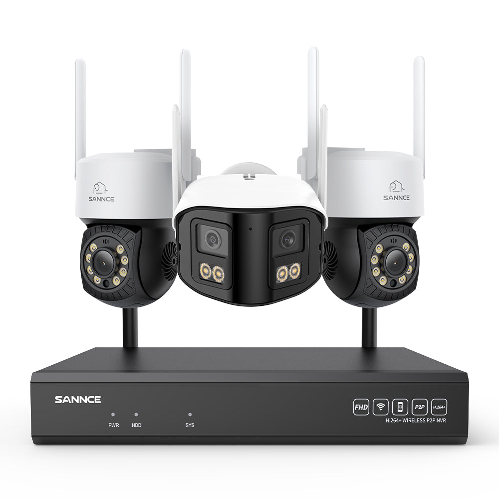 5MP 16-Kanal WLAN Überwachungssystem mit 8MP NVR, PT WiFi Kameras, KI-Personenerkennung, Audio, Alexa (2x PT + 1x Dual-Lens)