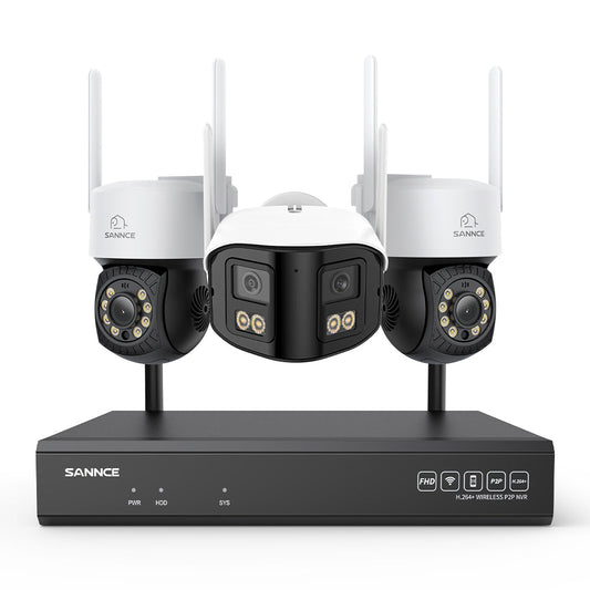5MP 16-Kanal WLAN Überwachungssystem mit 8MP NVR, PT WiFi Kameras, KI-Personenerkennung, Audio, Alexa (2x PT + 1x Dual-Lens)