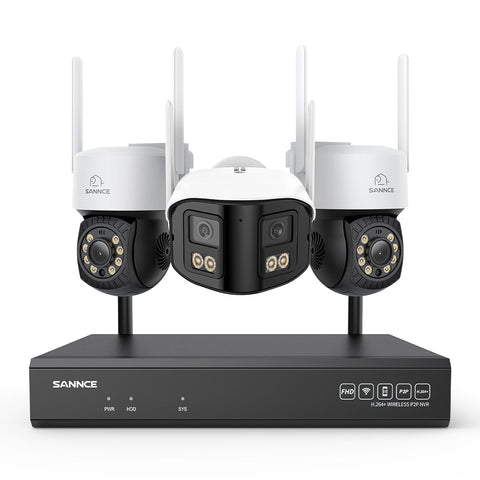 5MP 16-Kanal WLAN Überwachungssystem mit 8MP NVR, PT WiFi Kameras, KI-Personenerkennung, Audio, Alexa (2x PT + 1x Dual-Lens)