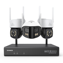 5MP 16-Kanal WLAN Überwachungssystem mit 8MP NVR, PT WiFi Kameras, KI-Personenerkennung, Audio, Alexa (2x PT + 1x Dual-Lens)