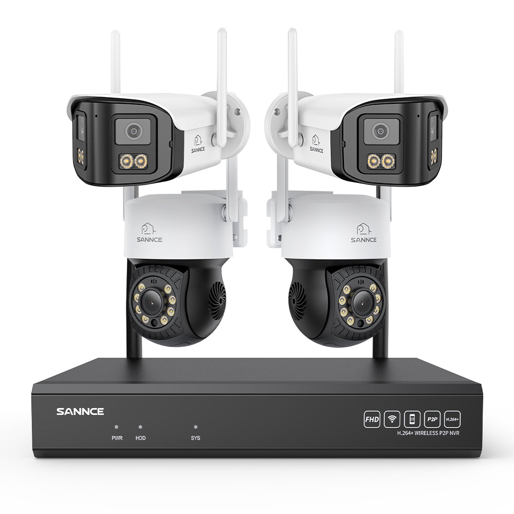 5MP 16-Kanal WLAN Überwachungssystem mit 8MP NVR, PT WiFi Kameras, KI-Personenerkennung, Audio, Alexa (2x PT + 2x Dual-Lens)