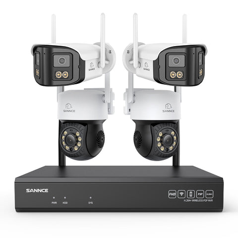 5MP 16-Kanal WLAN Überwachungssystem mit 8MP NVR, PT WiFi Kameras, KI-Personenerkennung, Audio, Alexa (2x PT + 2x Dual-Lens)