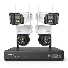 5MP 16-Kanal WLAN Überwachungssystem mit 8MP NVR, PT WiFi Kameras, KI-Personenerkennung, Audio, Alexa (2x PT + 2x Dual-Lens)