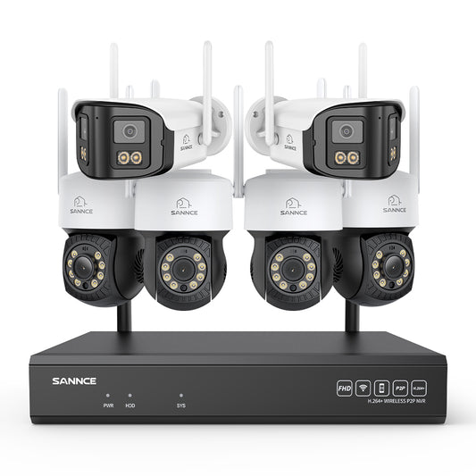 5MP 16-Kanal WLAN Überwachungssystem mit 8MP NVR, PT WiFi Kameras, KI-Personenerkennung, Audio, Alexa (2x PT + 4x Dual-Lens)