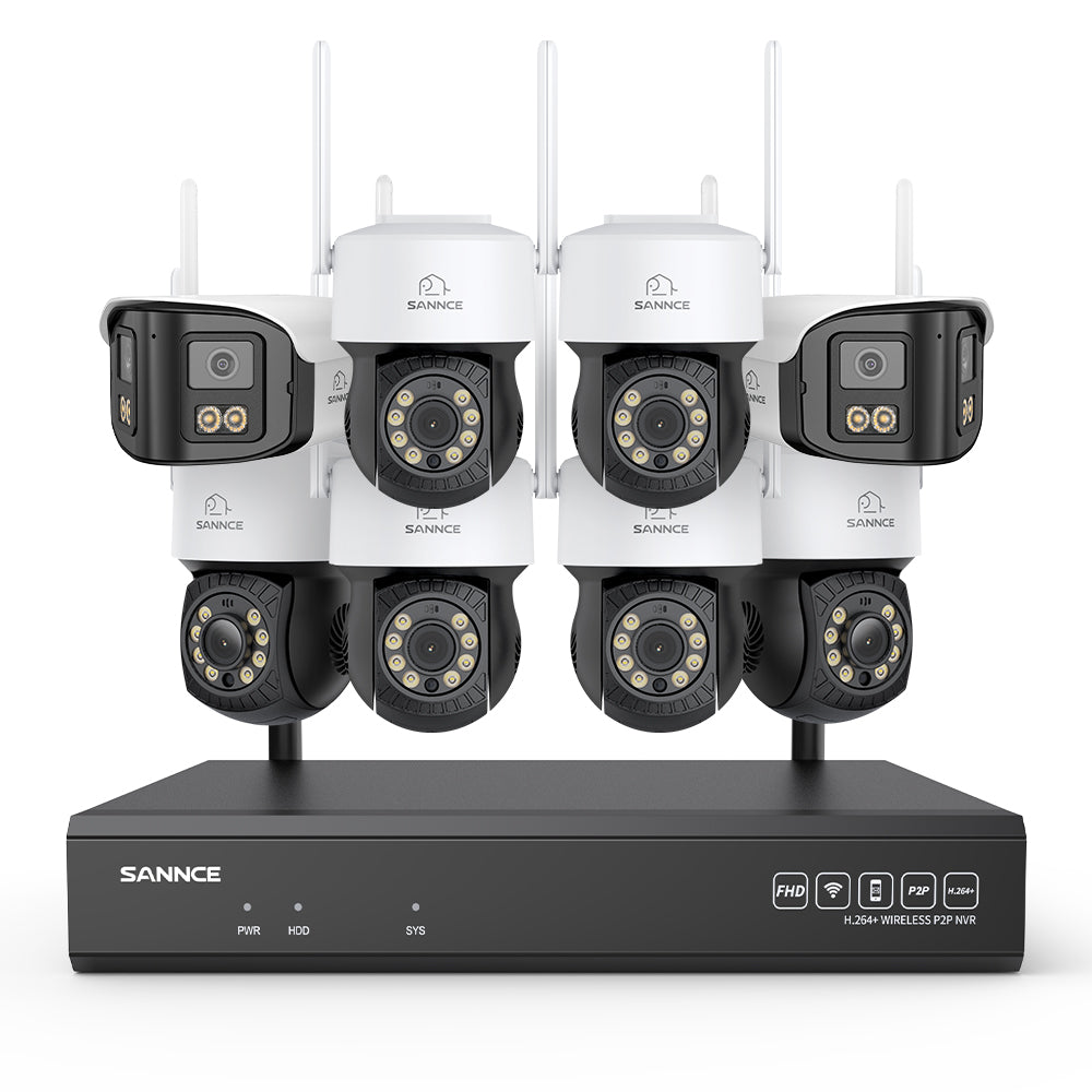 5MP 16-Kanal WLAN Überwachungssystem mit 8MP NVR, PT WiFi Kameras, KI-Personenerkennung, Audio, Alexa (6x PT + 2x Dual-Lens)