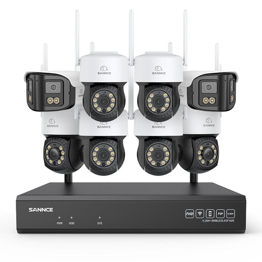 5MP 16-Kanal WLAN Überwachungssystem mit 8MP NVR, PT WiFi Kameras, KI-Personenerkennung, Audio, Alexa (6x PT + 2x Dual-Lens)
