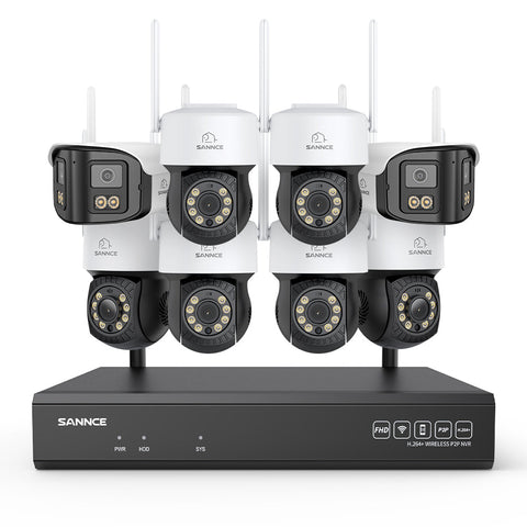 5MP 16-Kanal WLAN Überwachungssystem mit 8MP NVR, PT WiFi Kameras, KI-Personenerkennung, Audio, Alexa (6x PT + 2x Dual-Lens)