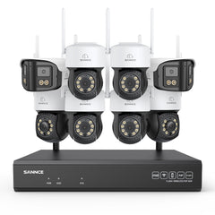 5MP 16-Kanal WLAN Überwachungssystem mit 8MP NVR, PT WiFi Kameras, KI-Personenerkennung, Audio, Alexa (6x PT + 2x Dual-Lens)