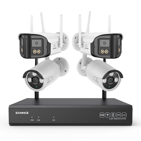 5MP 16-Kanal WLAN-Überwachungssystem mit 8MP NVR, KI-Personenerkennung, Alexa (2×4MP Dual-Objektiv + 2×3MP Kameras)