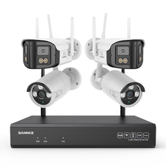 5MP 16-Kanal WLAN-Überwachungssystem mit 8MP NVR, KI-Personenerkennung, Alexa (2×4MP Dual-Objektiv + 2×3MP Kameras)