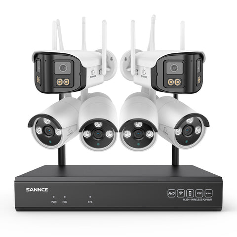 5MP 16-Kanal WLAN-Überwachungssystem mit 8MP NVR, KI-Personenerkennung, Alexa (2×4MP Dual-Objektiv + 4×3MP Kameras)