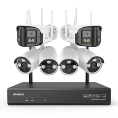 5MP 16-Kanal WLAN-Überwachungssystem mit 8MP NVR, KI-Personenerkennung, Alexa (2×4MP Dual-Objektiv + 4×3MP Kameras)