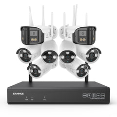 5MP 16-Kanal WLAN-Überwachungssystem mit 8MP NVR, KI-Personenerkennung, Alexa (2×4MP Dual-Objektiv + 6×3MP Kameras)