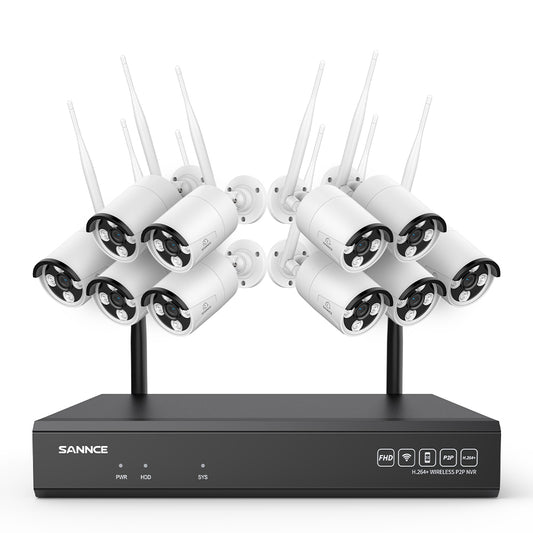 3MP 16-Kanal-Kabelloses Sicherheitskamerasystem, 8MP NVR, 3MP WiFi IP-Kamera, Zweiwege-Audio, IP66 wasserdicht, intelligente KI-Menschenerkennung, funktioniert mit Alexa