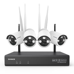 3MP 8-Kanal-Kabelloses Sicherheitskamerasystem, 8MP NVR, 3MP WiFi IP-Kamera, Zweiwege-Audio, IP66 wasserdicht, intelligente KI-Menschenerkennung, funktioniert mit Alexa