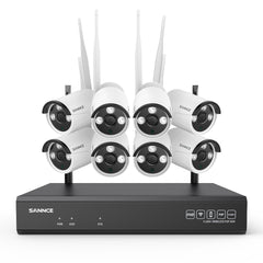 5MP 16-Kanal-Kabelloses Sicherheitskamerasystem, 8MP NVR, 5MP WiFi IP-Kamera, Zweiwege-Audio, IP66 wasserdicht, intelligente KI-Menschenerkennung, funktioniert mit Alexa