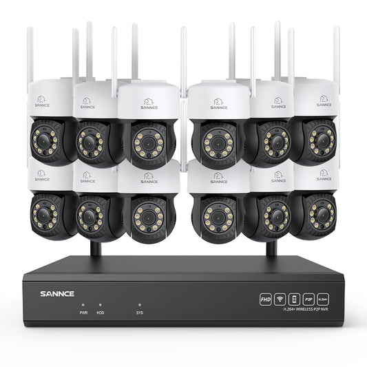 5MP 16-Kanal Kabelloses CCTV-PT-Kamerasystem mit 8MP NVR, 12× 5MP WLAN-IP-Kameras mit Schwenk- & Neigefunktion, Audioaufzeichnung, KI-Personenerkennung, Alexa-kompatibel