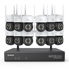 5MP 16-Kanal Kabelloses CCTV-PT-Kamerasystem mit 8MP NVR, 12× 5MP WLAN-IP-Kameras mit Schwenk- & Neigefunktion, Audioaufzeichnung, KI-Personenerkennung, Alexa-kompatibel