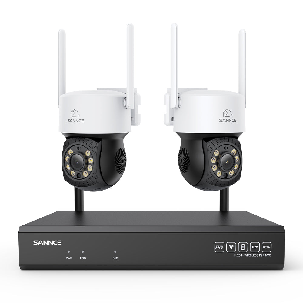 3MP 16-Kanal Kabelloses CCTV-PT-Kamerasystem mit 8MP NVR, 2× 3MP WLAN-IP-Kameras mit Schwenk- & Neigefunktion, Audioaufzeichnung, KI-Personenerkennung, Alexa-kompatibel